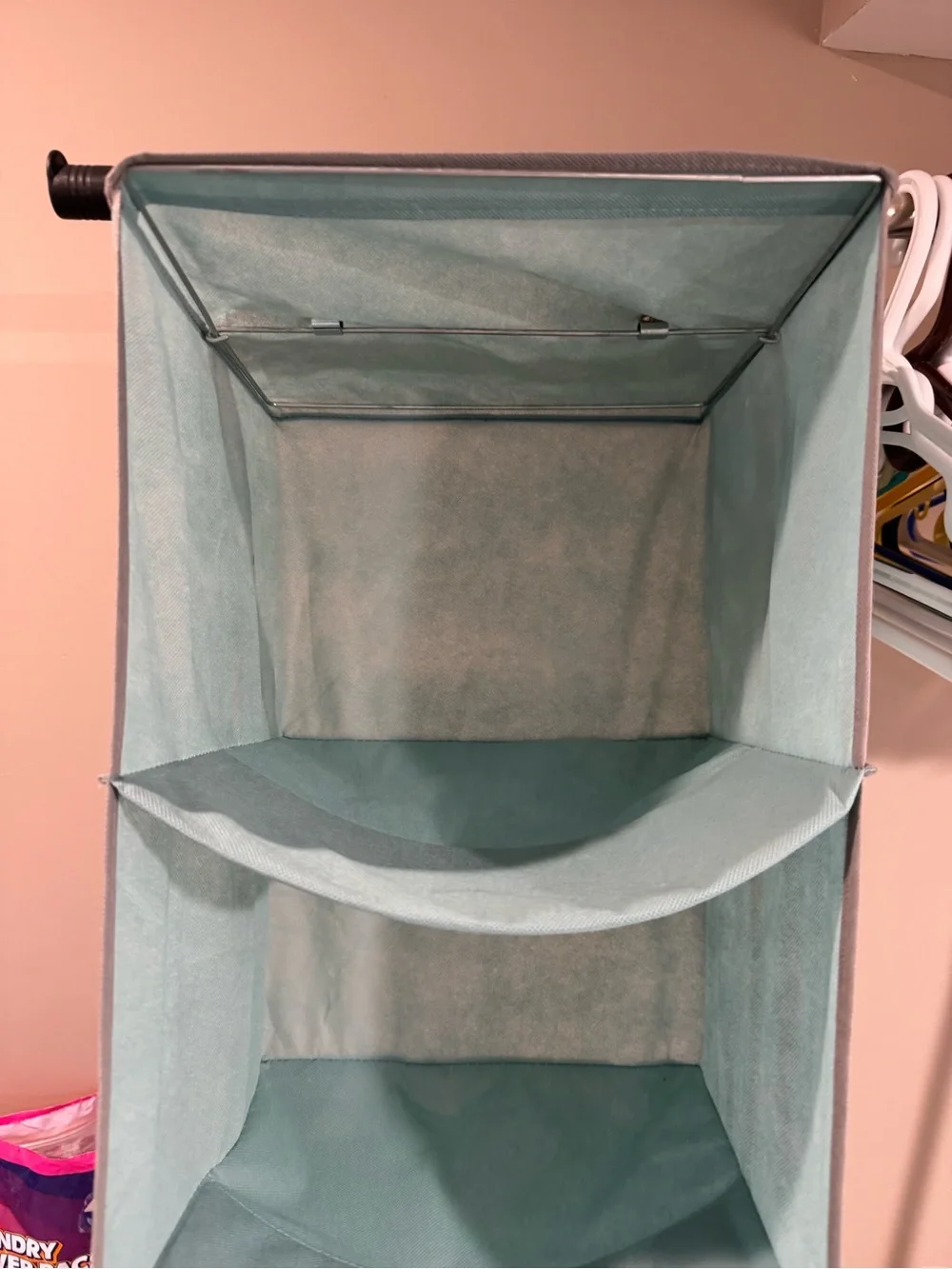 Fabric Hanging Organizer - Teal Over-the-Rod Storage